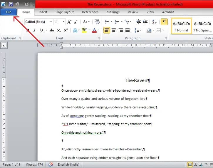 red paragraph symbol in word 2010